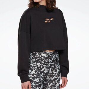 Reebok Black Logo Cutout Cropped Sweater